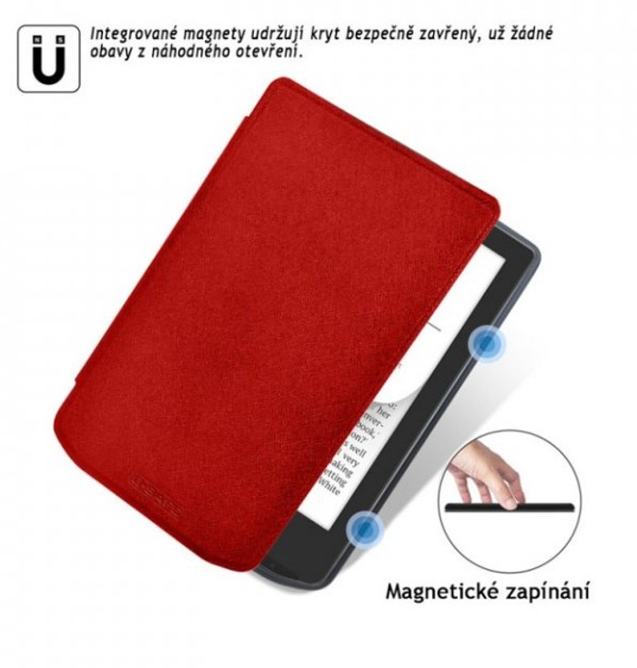 Pouzdro B-SAFE LOCK 3508, obal na Pocketbook 629 Verse / 634 Verse Pro - magnetické zavírání, AutoSleep, červené