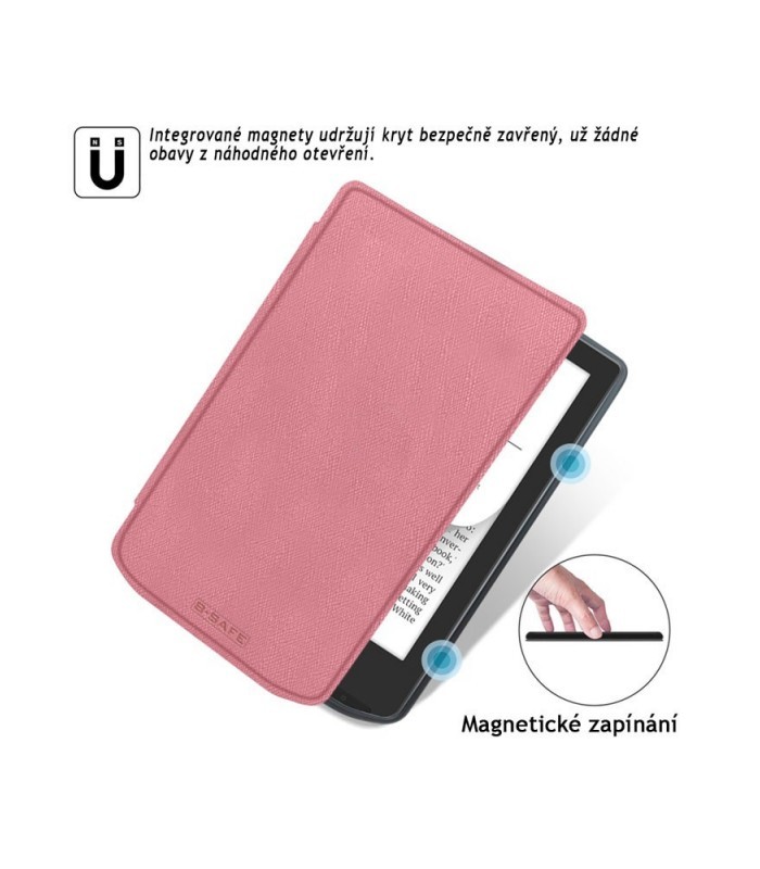 Pouzdro B-SAFE LOCK 3510, obal na Pocketbook 629 Verse / 634 Verse Pro - magnetické zavírání, AutoSleep, světle růžové