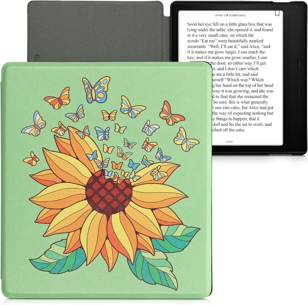 Pouzdro KW Mobile - Sunflower Butterflies - KW4941723 - pro Amazon Kindle Oasis 2 / 3 - vícebarevné