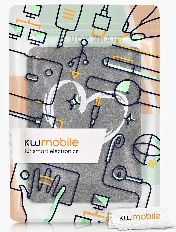 Pouzdro KW Mobile Felt Brushed Heart - KW5626003 - pro Amazon Kindle Paperwhite 5 (2021) - tmavě šedé