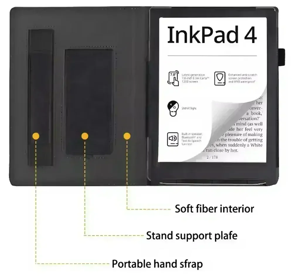 Fortress FT4001 - pouzdro se stojánkem pro Pocketbook 743 (G/C/K) - černé, magnet, AutoSleep