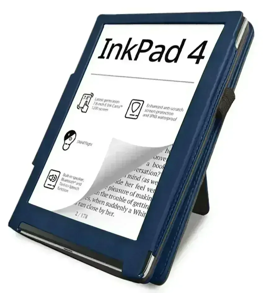 Fortress FT4003 - pouzdro se stojánkem pro Pocketbook 743 (G/C/K) - tmavě modré, magnet, AutoSleep