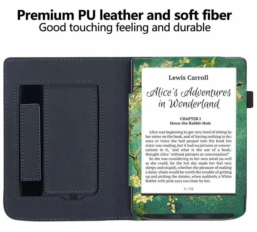 ARMORI Holder T050 - pouzdro se stojánkem pro Pocketbook 629/634 Verse (Pro) - motiv Blue Garden, magnet, AutoSleep