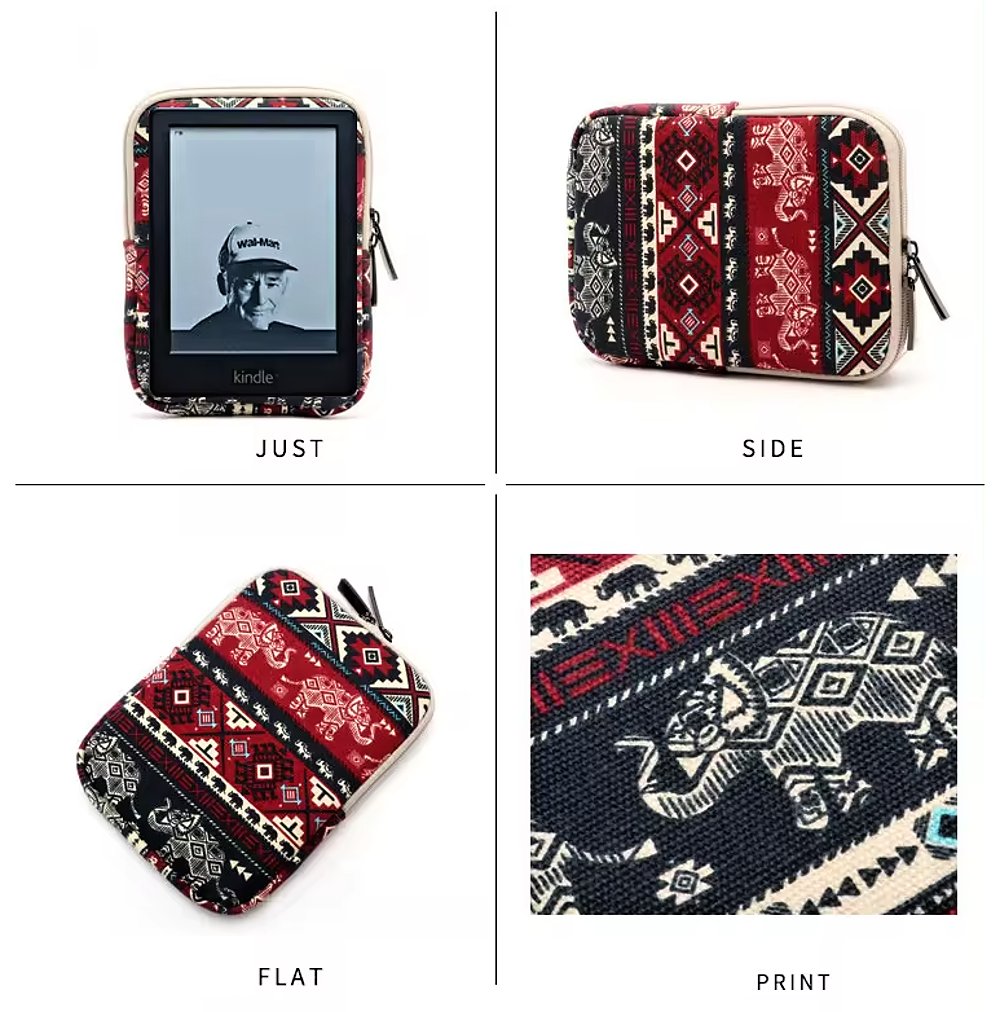 ARMORI Zipper Z067 - motiv Red Elephant - Univerzální pouzdro pro čtečky 6" - textilní, zip