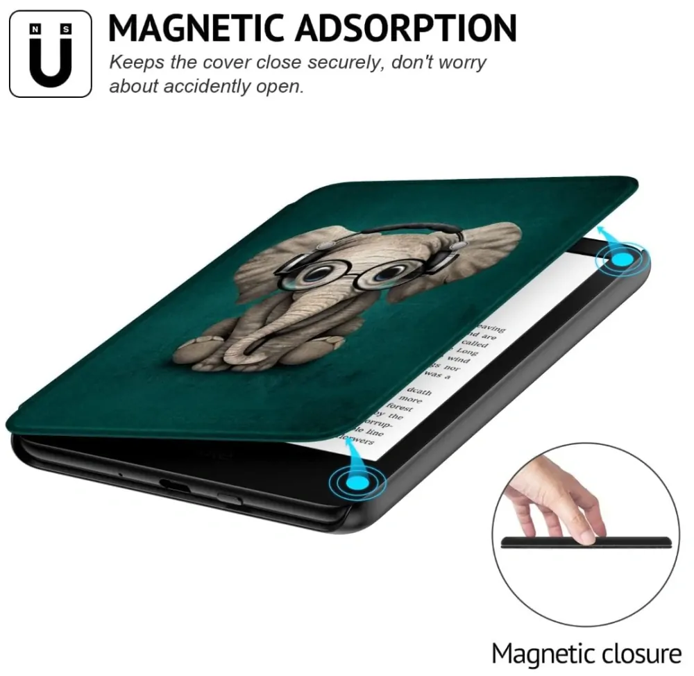 Armori Trimer T119, pouzdro pro Amazon Kindle Paperwhite 1/2/3 - magnetické zavírání, AutoSleep, motiv Elephant