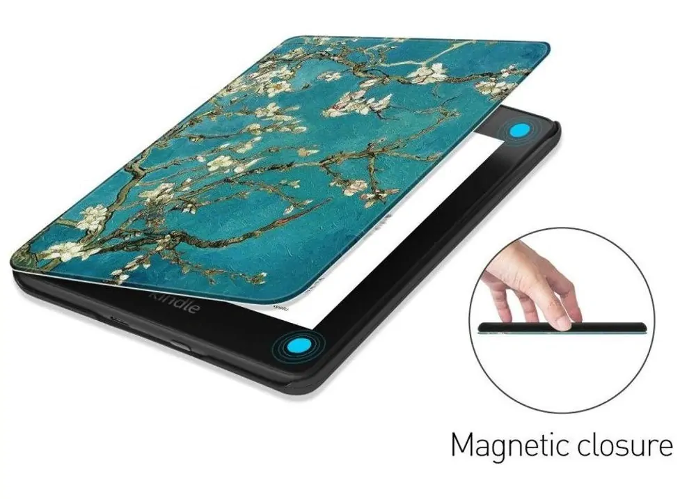 Armori Trimer T148, pouzdro pro Amazon Kindle 8 (2016) - magnetické zavírání, AutoSleep, motiv Blue Garden