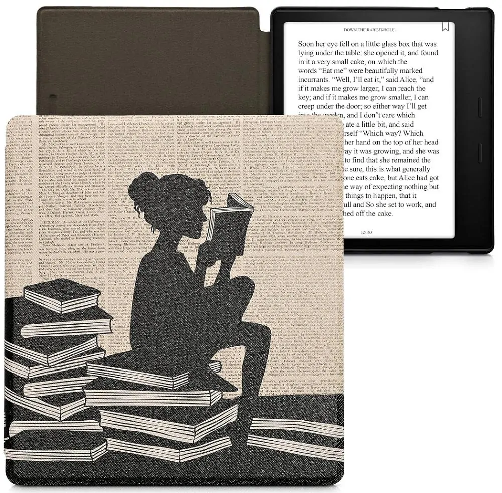 Pouzdro KW Mobile - Girl And Books - KW4941734 - pro Amazon Kindle Oasis 2 / 3 - vícebarevné