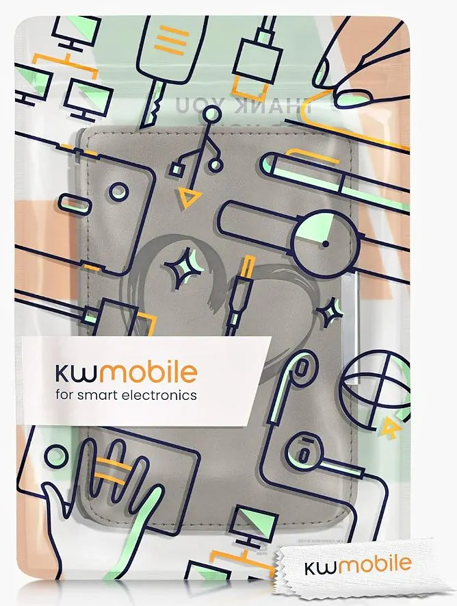 Pouzdro KW Mobile - Brushed Heart - KW5574703 - pro Pocketbook 614/615/624/625/626 - tmavě šedé