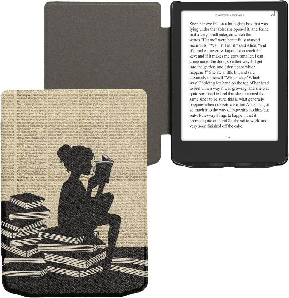 Pouzdro KW Mobile - Girl And Books - 23RQ006C - pro Pocketbook 629 Verse / 634 Verse Pro / 634 Verse Color - vícebarevné