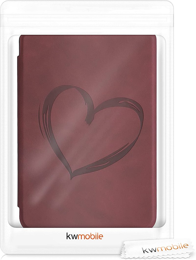 Pouzdro KW Mobile - Brushed Heart - KW5022804 - pro Pocketbook 616/617/627/628/632/633 - tmavě červené