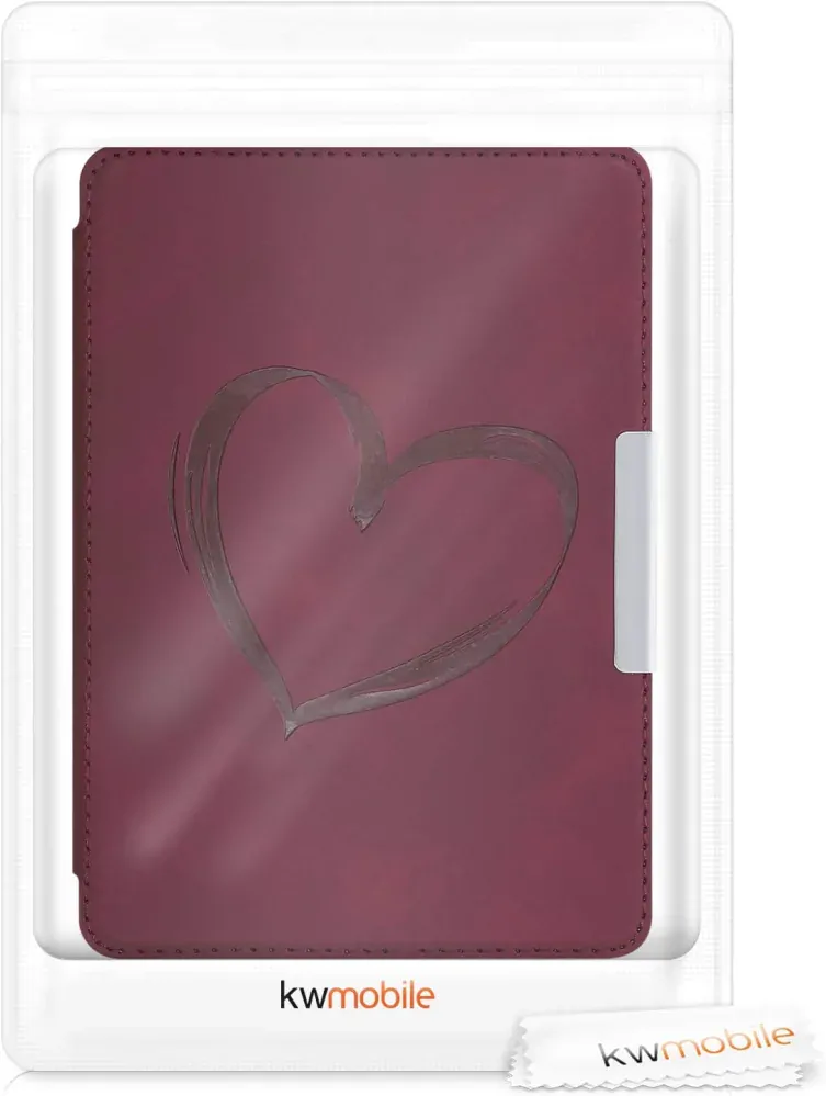Pouzdro KW Mobile - Brushed Heart - KW4897512 - pro Amazon Kindle Paperwhite 4 (2018) - tmavě červené