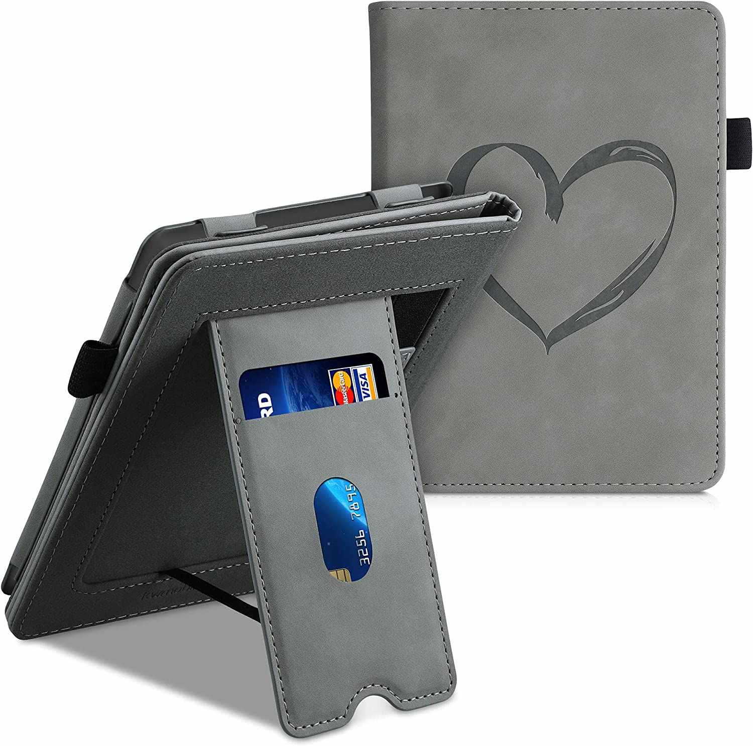 Pouzdro KW Mobile - Brushed Heart - KW5022203 - pro Amazon Kindle Paperwhite 4 (2018) - šedé