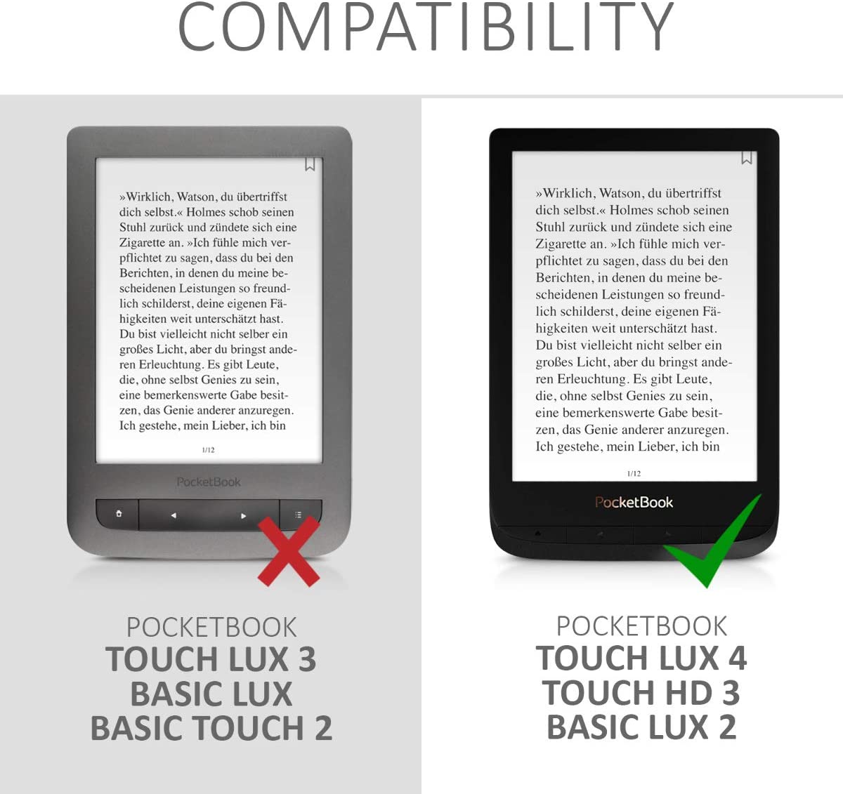 Pouzdro KW Mobile - Elephant Sketch - KW4621614 - pro Pocketbook 616/617/627/628/632/633 - antracitové