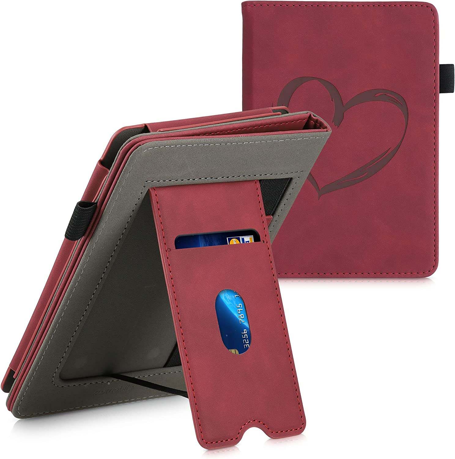 Pouzdro KW Mobile - Nubuck Brushed Heart - KW5567502 - pro Amazon Kindle Paperwhite 1/2/3 - Dark Red