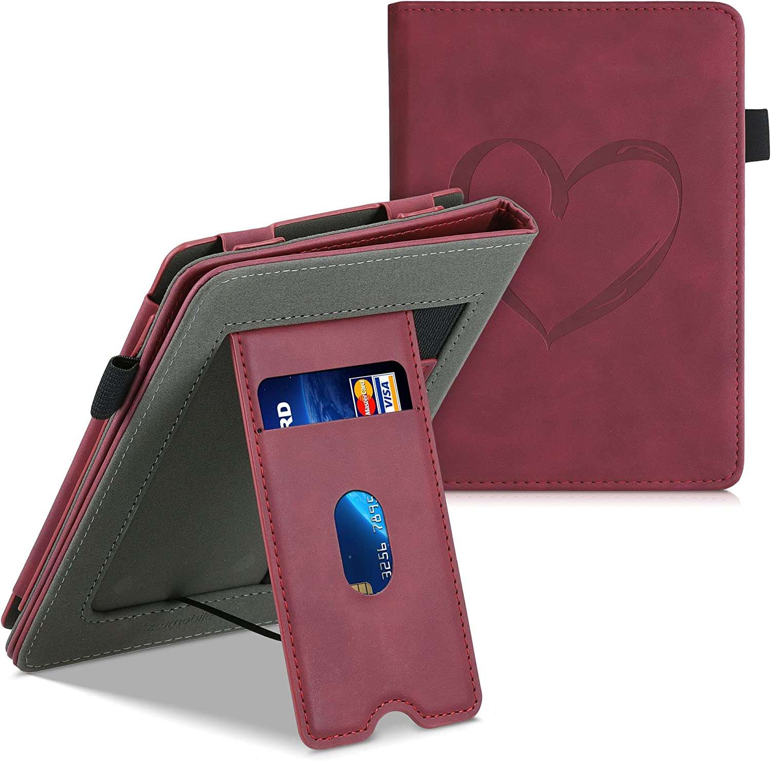 Pouzdro KW Mobile - Nubuck Brushed Heart - KW5022204 - pro Amazon Kindle Paperwhite 4 (2018) - Dark Red