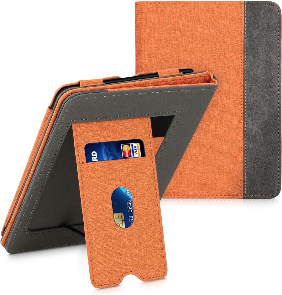 Pouzdro KW Mobile Double Leather - KW5626106 - pro Amazon Kindle Paperwhite 5 (2021) - šedá, oranžová