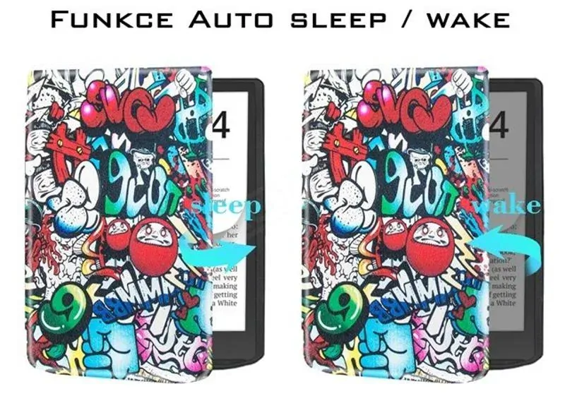 Pouzdro B-SAFE LOCK 3484, obal na Pocketbook 743G InkPad 4 a Pocketbook 743C InkPad Color 2 - motiv Comics, magnetické zavírání, AutoSleep