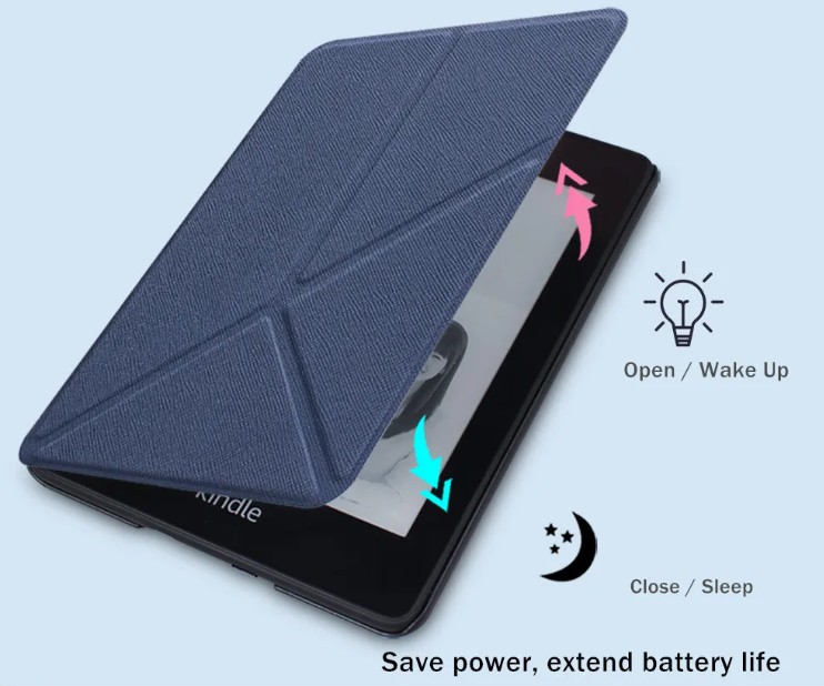 Origami Durable Lock OR44 - pouzdro pro Amazon Kindle Paperwhite 1 / 2 / 3, magnet, stojánek - tmavě modré