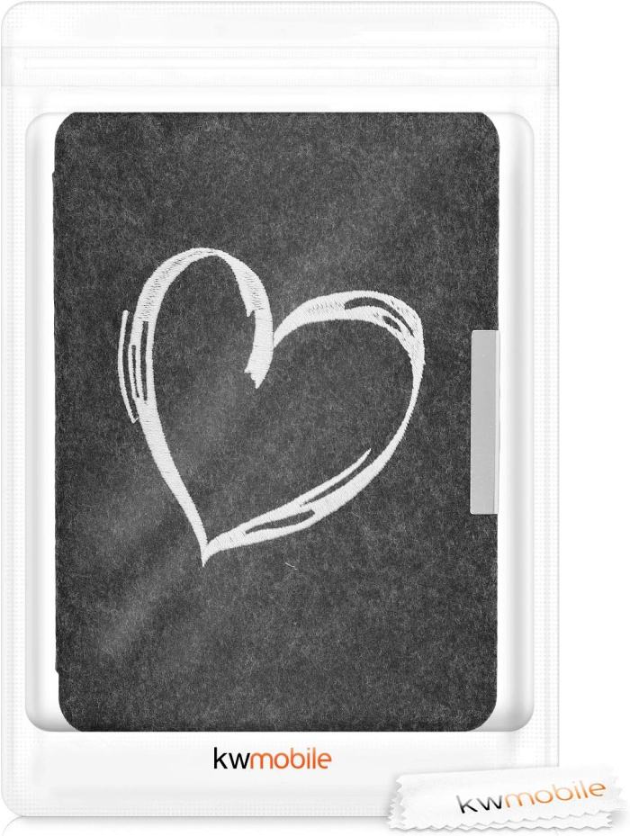 Pouzdro KW Mobile Felt Brushed Heart - KW4848910 - pro Amazon Kindle Paperwhite 4 (2018) - černé