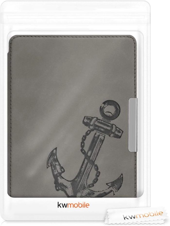 Pouzdro KW Mobile - Vintage Anchor - KW4897506 - pro Amazon Kindle Paperwhite 4 (2018) - šedé