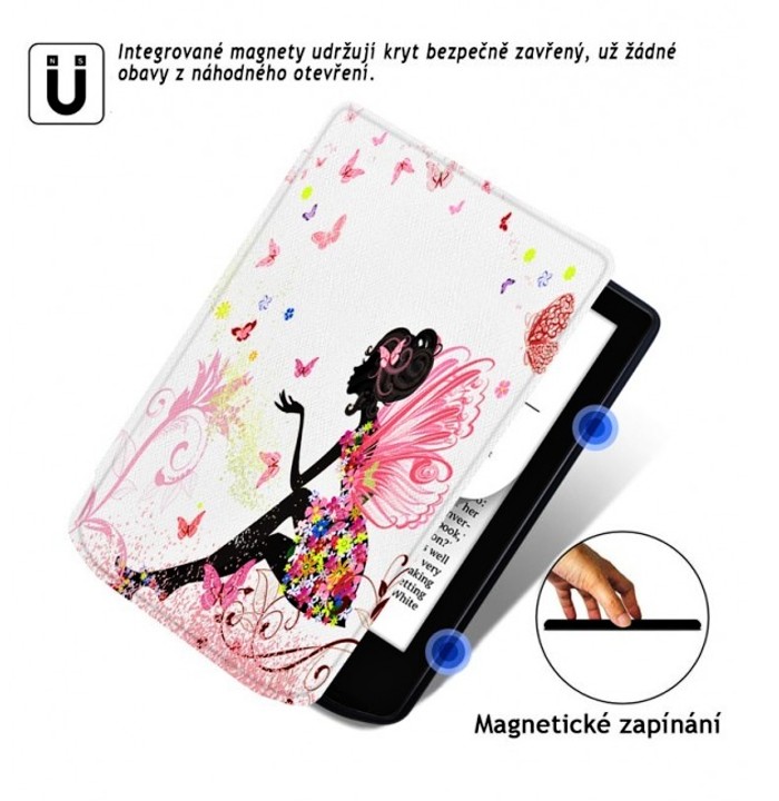 Pouzdro B-SAFE LOCK 3513, obal na Pocketbook 629 Verse / 634 Verse Pro - magnetické zavírání, AutoSleep, motiv Fairy