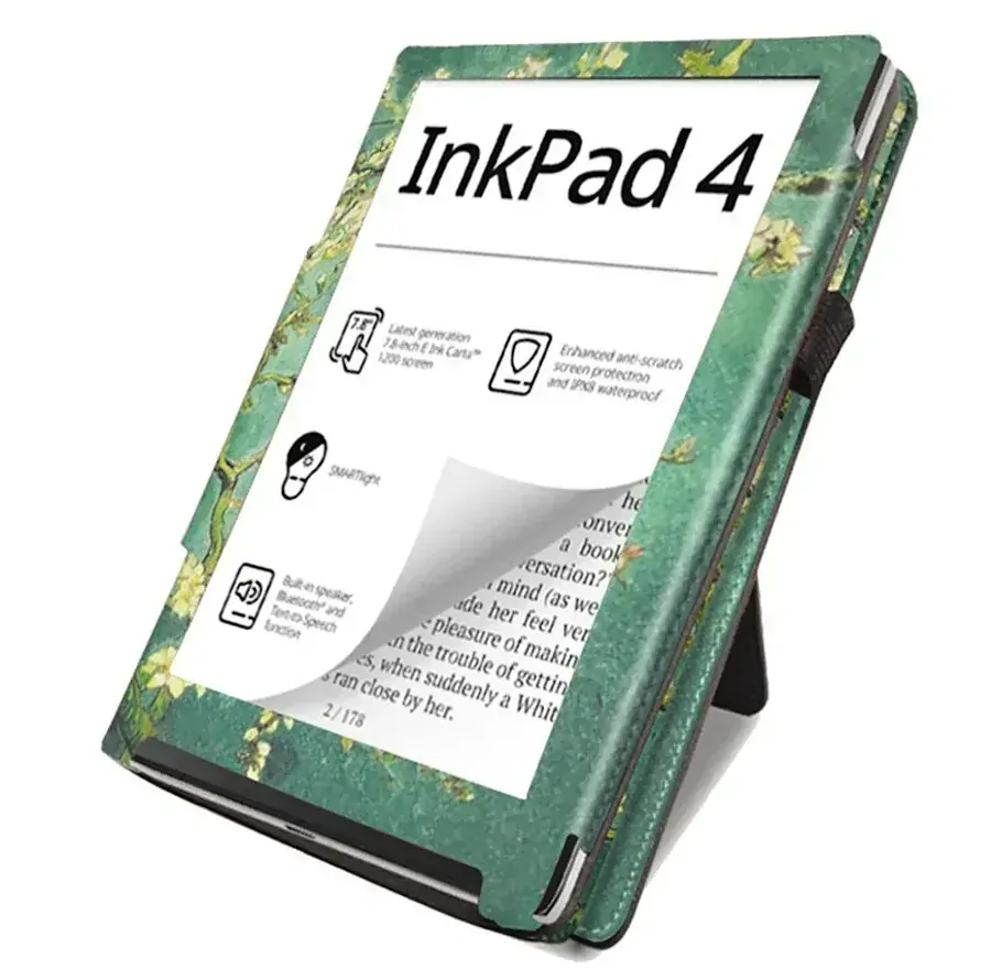 Fortress FT4007 - pouzdro se stojánkem pro Pocketbook 743 (G/C/K) - motiv Blue Garden, magnet, AutoSleep
