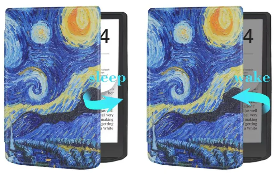 Pouzdro Durable Lock DL4051, obal na Pocketbook 743G InkPad 4 a Pocketbook 743C InkPad Color (2/3) - motiv Gogh, magnetické zavírání, AutoSleep