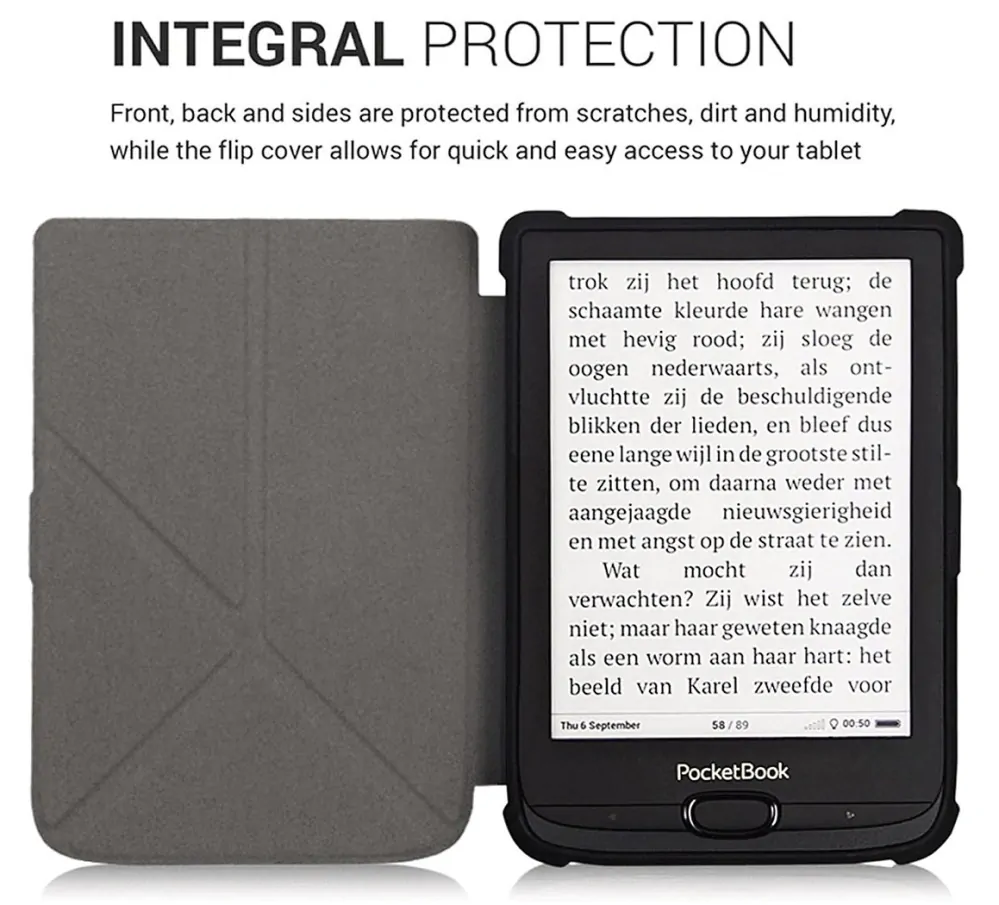 Origami Durable Lock ODL-104 pouzdro pro Pocketbook 616 / 617 / 618 / 627 / 628 / 632 / 633 - motiv Bookcase, stojánek, magnet