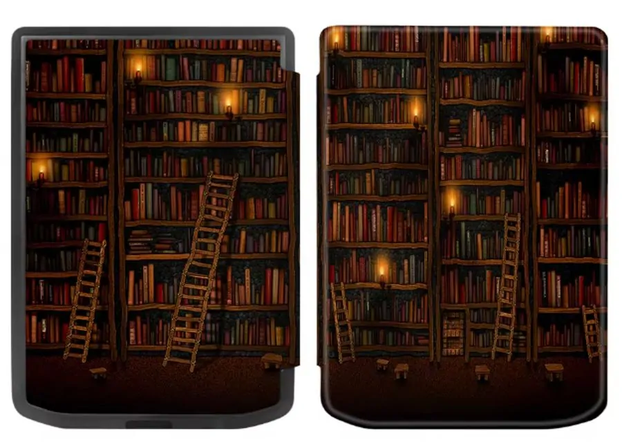 Armori Trimer T059, pouzdro pro Pocketbook 629 Verse / 634 Verse Pro - magnetické zavírání, AutoSleep, motiv Library