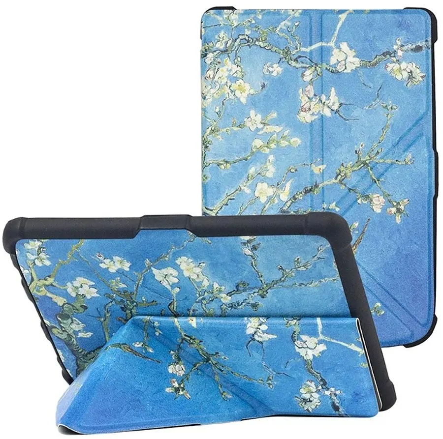 ARMORI STANDER S194, pouzdro se stojánkem Origami pro Pocketbook 743 G/C/K3 (InkPad4, Color 2, Color 3) - motiv Blue Garden