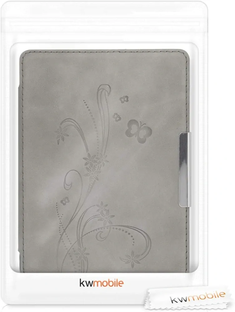 Pouzdro KW Mobile - Butterfly Tendril - KW4897501 - pro Amazon Kindle Paperwhite 4 (2018) - šedé