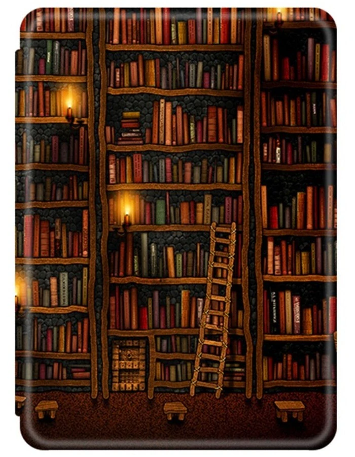 B-SAFE Lock 3566, motiv Library - pouzdro Amazon Kindle Paperwhite 2024 / Colorsoft - AutoSleep, magnet