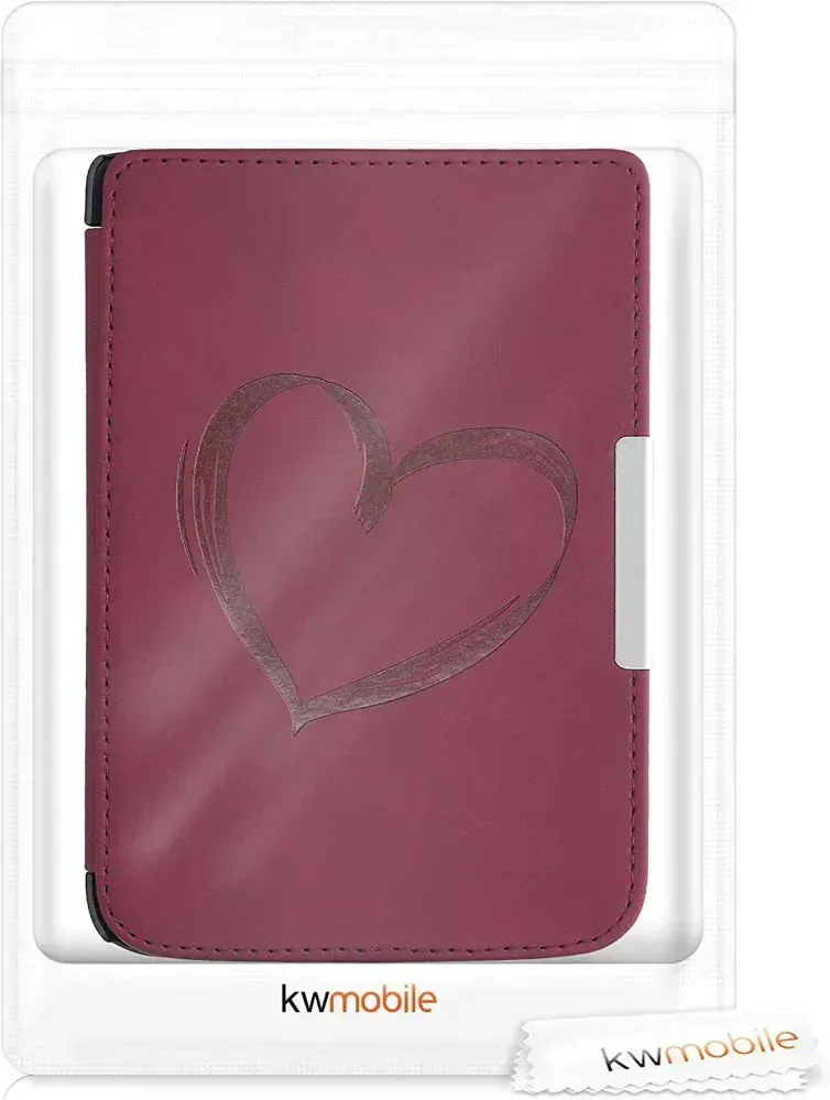 Pouzdro KW Mobile - Brushed Heart - KW5574701 - pro Pocketbook 614/615/624/625/626 - tmavě červené