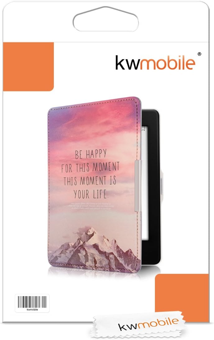 Pouzdro KW Mobile - Be Happy - KW2811806 - pro Amazon Kindle Paperwhite 1/2/3 - fialové