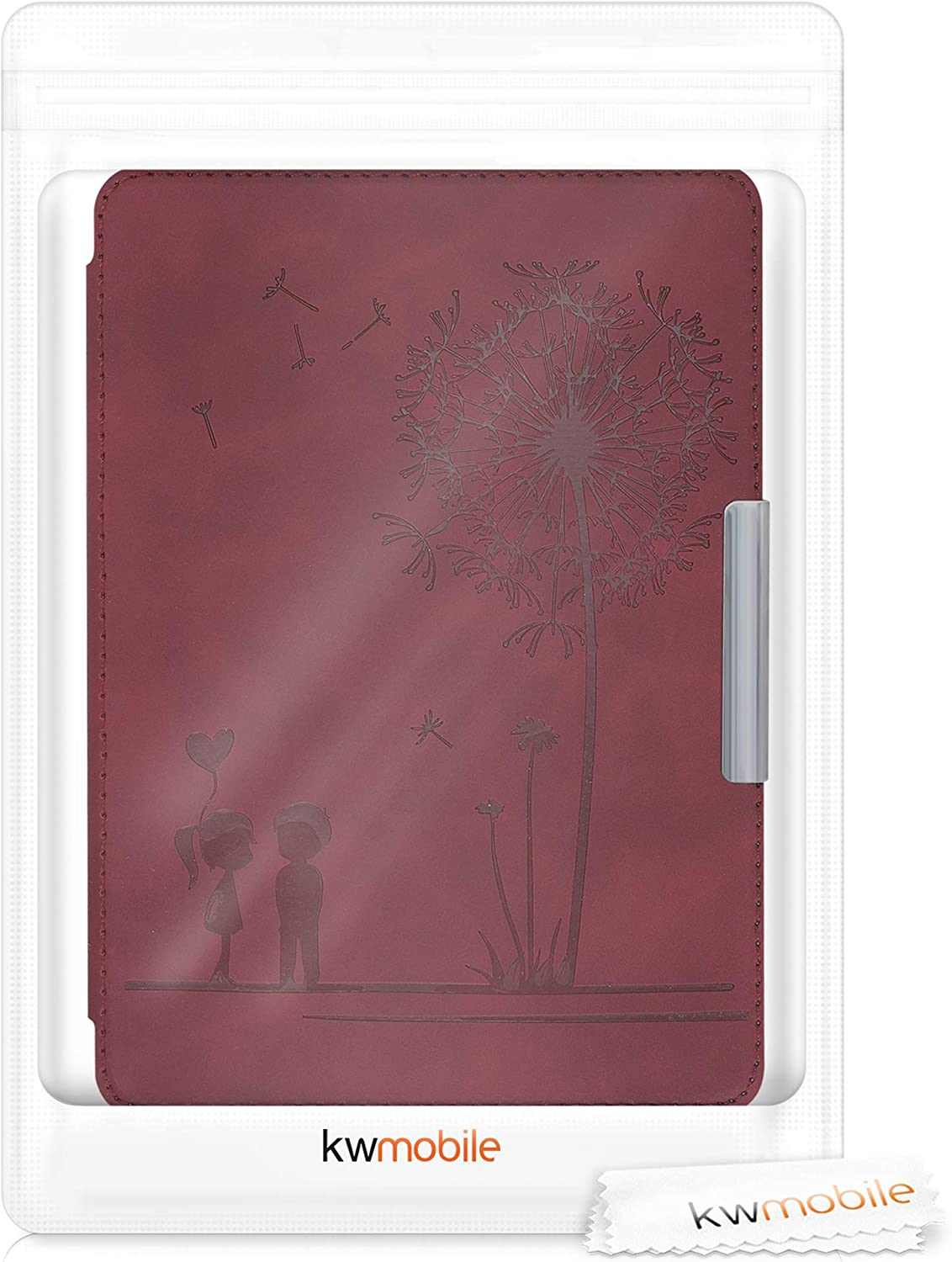 Pouzdro KW Mobile - Dandelion Love Dark Red - KW4897517 - pro Amazon Kindle Paperwhite 4 (2018) - červené