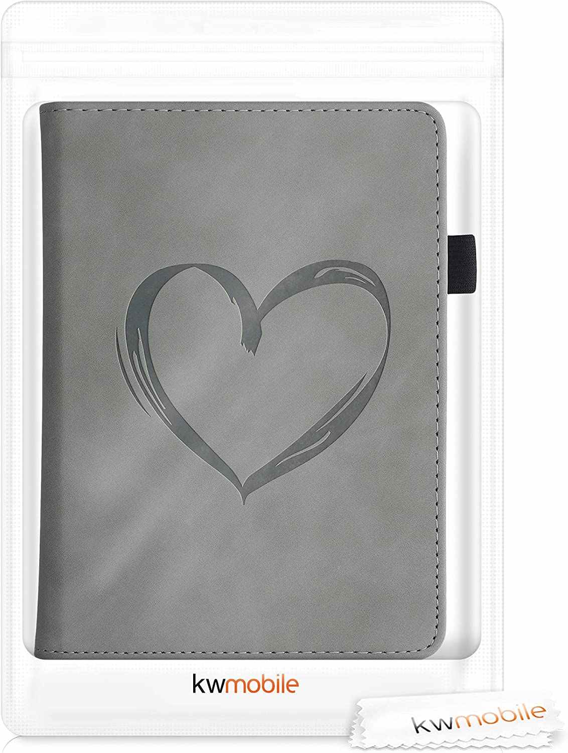 Pouzdro KW Mobile - Brushed Heart - KW5022203 - pro Amazon Kindle Paperwhite 4 (2018) - šedé