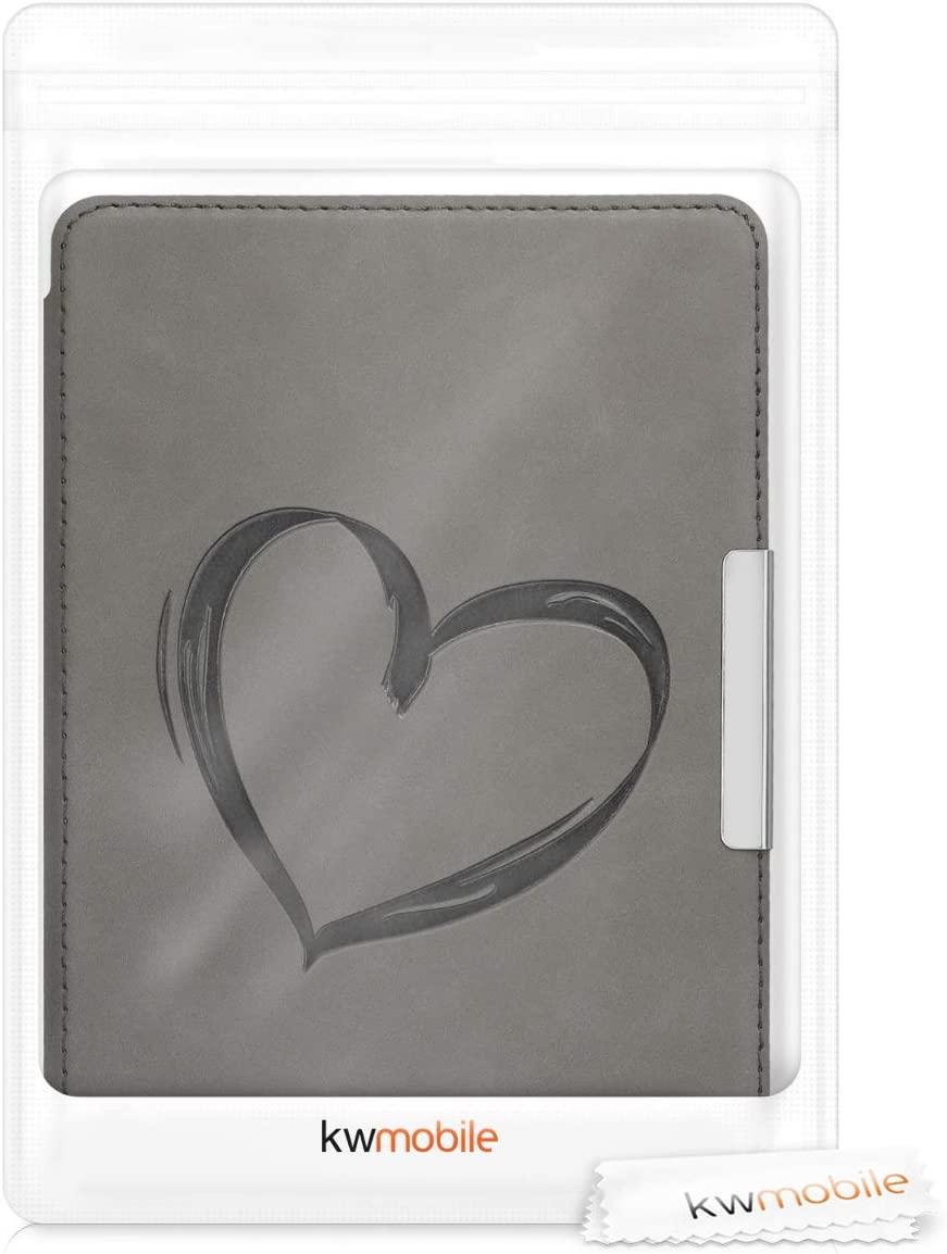 Pouzdro KW Mobile - Brushed Heart - KW4897505 - pro Amazon Kindle Paperwhite 4 (2018) - šedé
