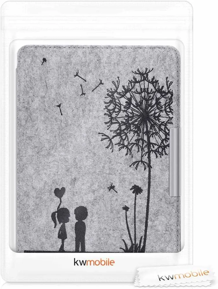 Pouzdro KW Mobile Felt Dandelion Love - KW4848903 - pro Amazon Kindle Paperwhite 4 (2018) - šedé