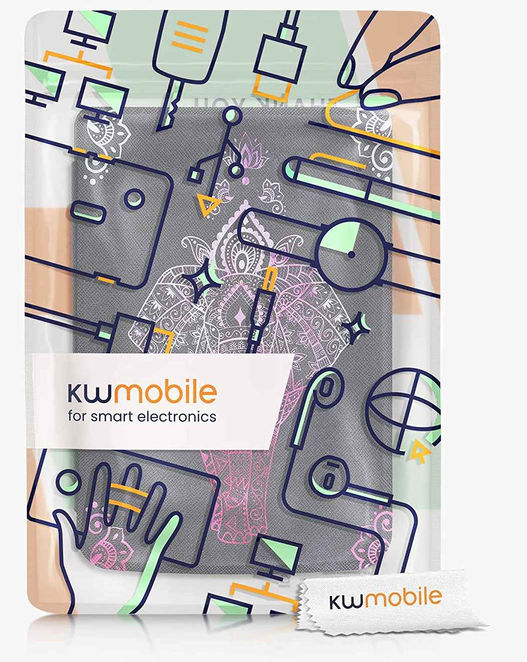 Pouzdro KW Mobile - Elephant Sketch - KW4621614 - pro Pocketbook 616/617/627/628/632/633 - antracitové