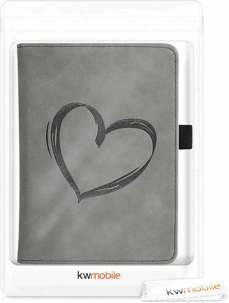 Pouzdro KW Mobile - Brushed Heart - KW5567501 - pro Amazon Kindle Paperwhite 1/2/3 - šedé