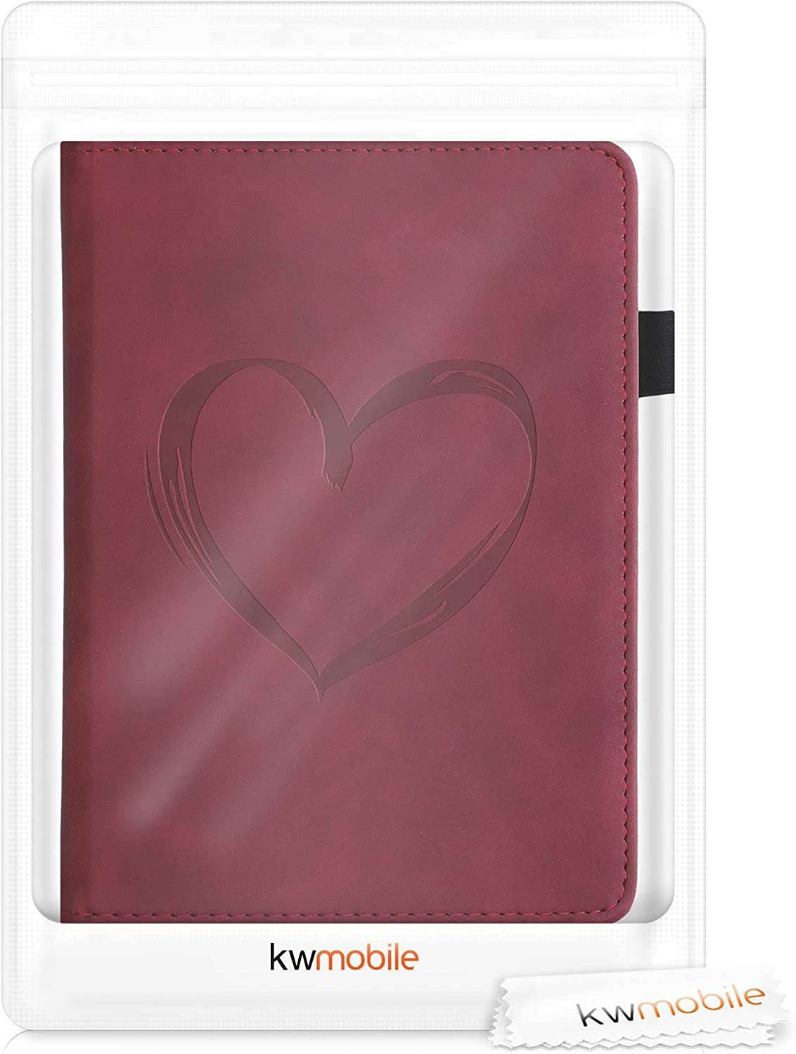 Pouzdro KW Mobile - Nubuck Brushed Heart - KW5022204 - pro Amazon Kindle Paperwhite 4 (2018) - Dark Red