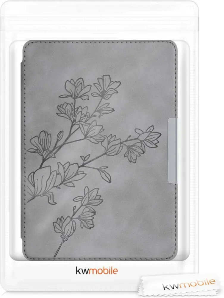 Pouzdro KW Mobile - Magnolias - KW4897515 - pro Amazon Kindle Paperwhite 4 (2018) - šedé