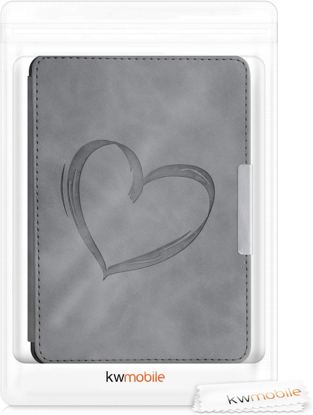 Pouzdro KW Mobile - Brushed Heart -  KW4974707 - pro Amazon Kindle Paperwhite 1/2/3 - šedé