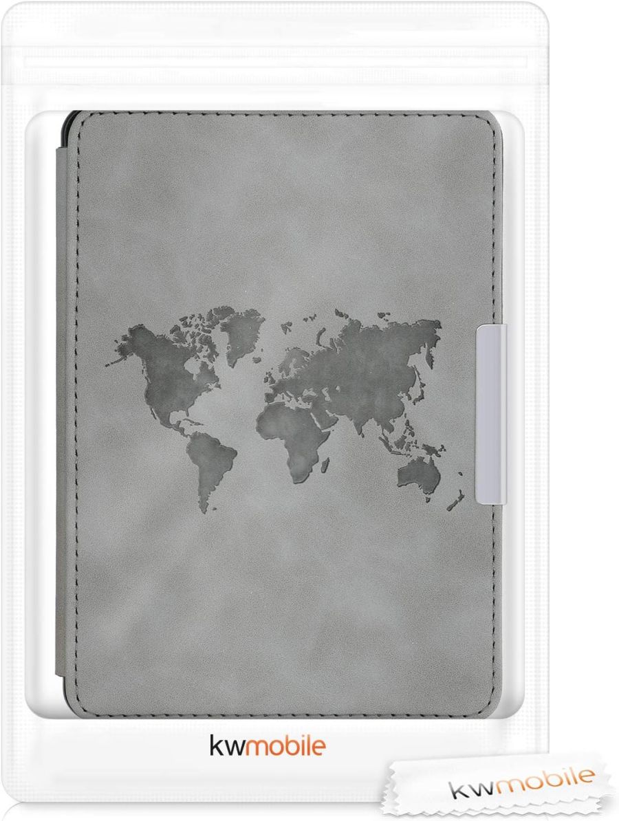 Pouzdro KW Mobile - Travel Outline - KW4974705 - pro Amazon Kindle Paperwhite 1/2/3 - šedé