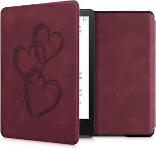 Pouzdro KW Mobile - Brushed Heart Abstract - KW5625715 - pro Amazon Kindle Paperwhite 5 (2021) - červené