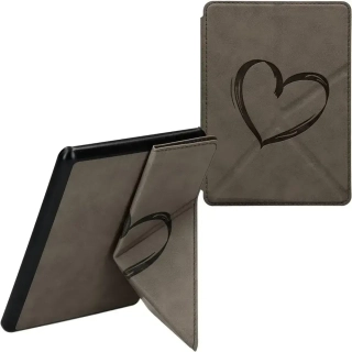 Pouzdro KW Mobile - Origami Nubuk Brushed Heart - KW6005701 - pro Amazon Kindle Paperwhite 5 (2021) - šedé