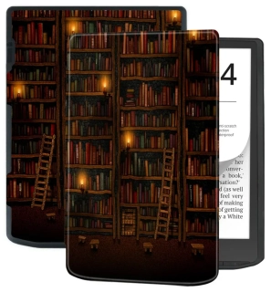 Pouzdro Durable Lock DL4050, obal na Pocketbook 743G InkPad 4 a Pocketbook 743C InkPad Color (2/3) - motiv Bookcase, magnetické zavírání, AutoSleep