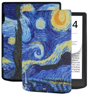 Pouzdro Durable Lock DL4051, obal na Pocketbook 743G InkPad 4 a Pocketbook 743C InkPad Color (2/3) - motiv Gogh, magnetické zavírání, AutoSleep