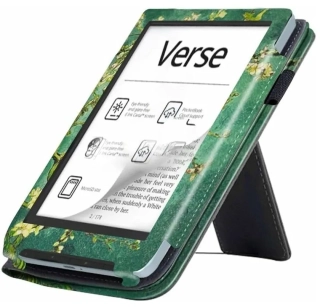 ARMORI Holder T050 - pouzdro se stojánkem pro Pocketbook 629/634 Verse (Pro) - motiv Blue Garden, magnet, AutoSleep