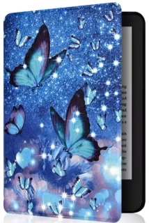 Armori Trimer T110, pouzdro pro Amazon Kindle Paperwhite 1/2/3 - magnetické zavírání, AutoSleep, motiv Blue Butterfly